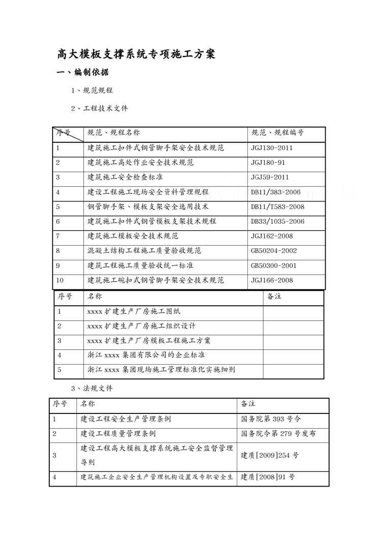 {工厂管理运营管理}浙江工业厂房高大模板支撑施工方案计算书secret